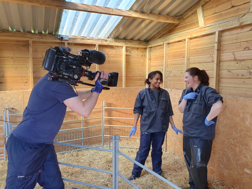 Being filmed in a barn for broadcast